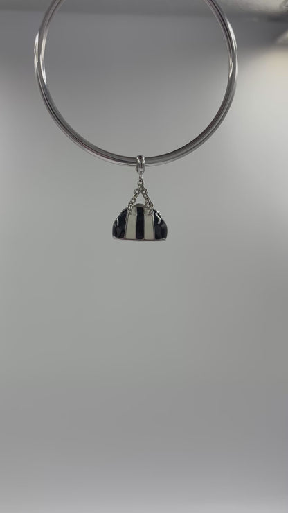 Black & Cream Duffel Bag Charm in 925 Silver