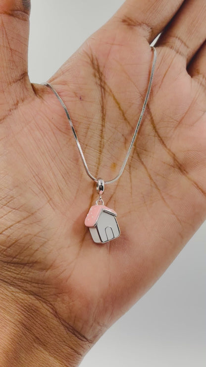 Miniature Enamel Cottage House Charm in 925 Silver