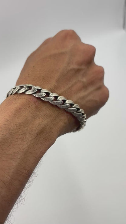 Sultan Bracelet – Oxidised 925 Silver Turkish Cuban Satin Link Bracelet