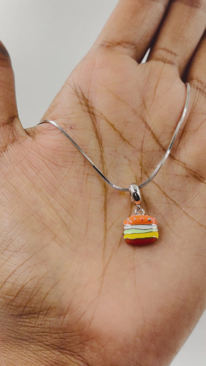 Colorful Burger Charm in 925 Silver