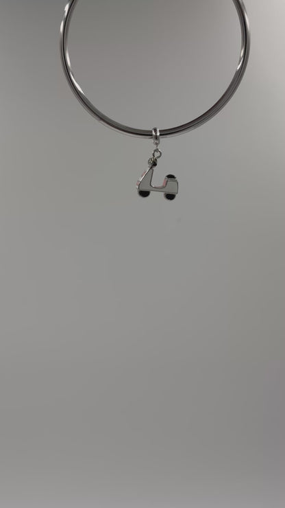 Vintage Enamel Scooter Charm 925 Sterling Silver Pendant