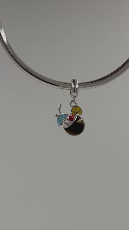 Tropical Cocktail & Exotic Drink 925 Sterling Silver Charms – Summer Jewelry for Bracelets