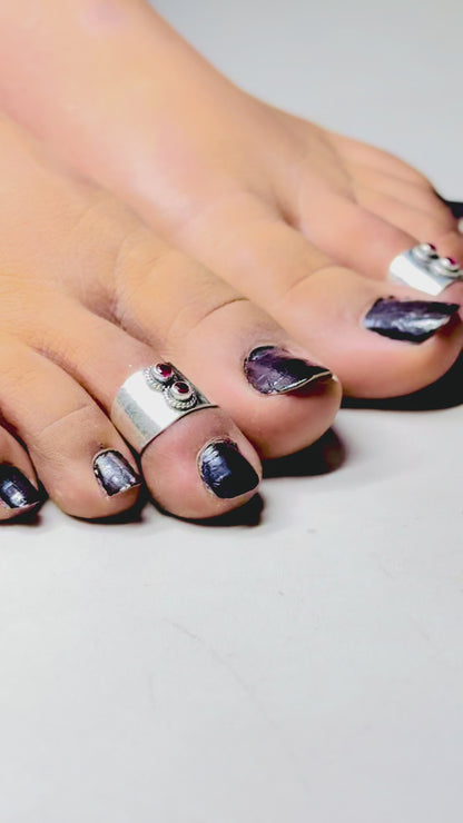 Riya Ruby Double Stone Wide Toe Rings