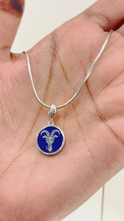 Capricorn Zodiac Sign Charm in 925 Silver – Enamel Pendant