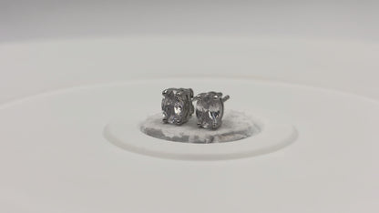 925 Silver Oval Solitaire Stud Earrings | Minimal CZ Crystal Studs for Women & Girls