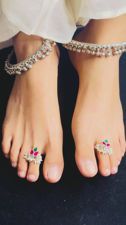 925 Sterling Silver Oxidized Ghungroo Anklet Pair – Traditional Payal Jewelry