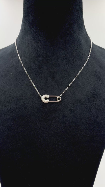 925 Silver Safety Pin Pendant Necklace