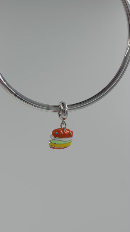 Colorful Burger Charm in 925 Silver