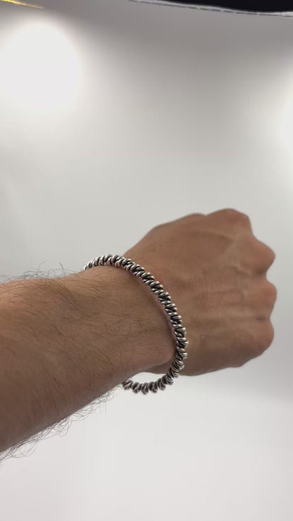 Vastra Cuff – Oxidised 925 Silver Horizontal Weave Cuff Bracelet