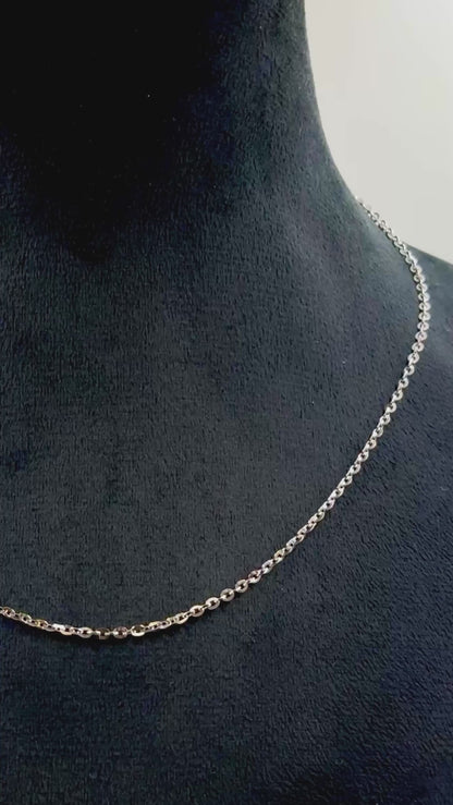 Sterling Silver Oval Link Chain | 925 Silver High Polish Cable Necklace for Men & Women