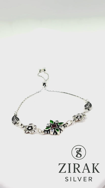 Anika Botanical Geometric Slider Bracelet