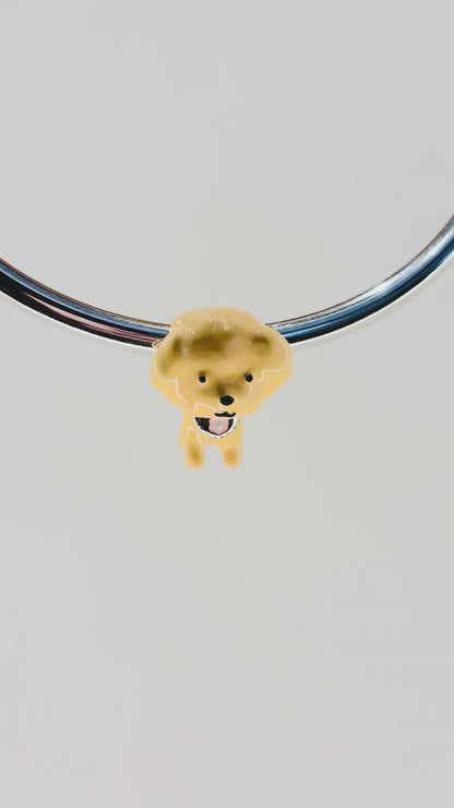 Adorable Dog Charm Bead in Sterling Silver with Enamel Finish