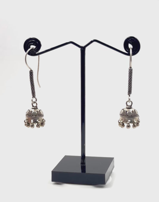Karvi Earrings – Oxidised 925 Silver Mini Jhumka Earrings