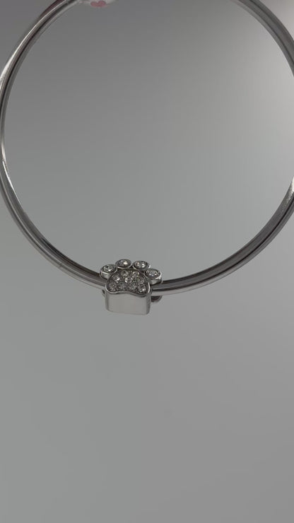 Yellow Paw Print Charm in 925 Silver