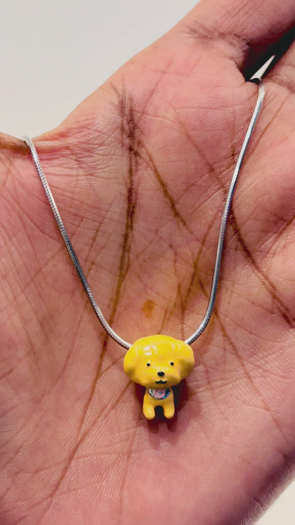 Adorable Dog Charm Bead in Sterling Silver with Enamel Finish
