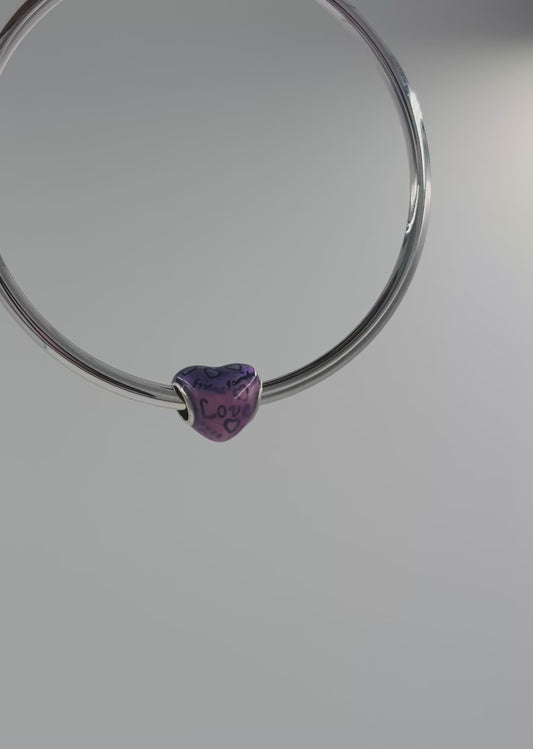 Purple-Pink Ombre Heart Charm – Friends, Family & Love Bead in Sterling Silver