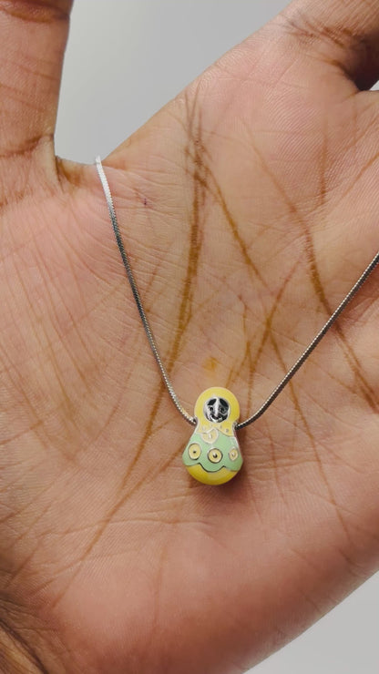 Matryoshka Doll Charm in Yellow & Green Enamel | 925 Silver