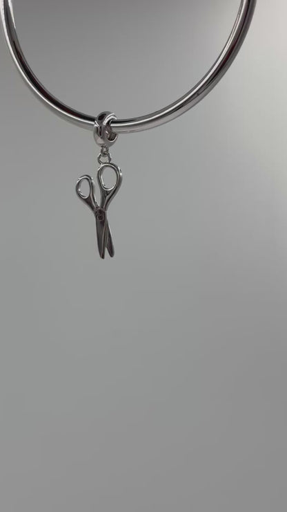 Sterling Silver Scissors Charm Pendant for Bracelet or Necklace