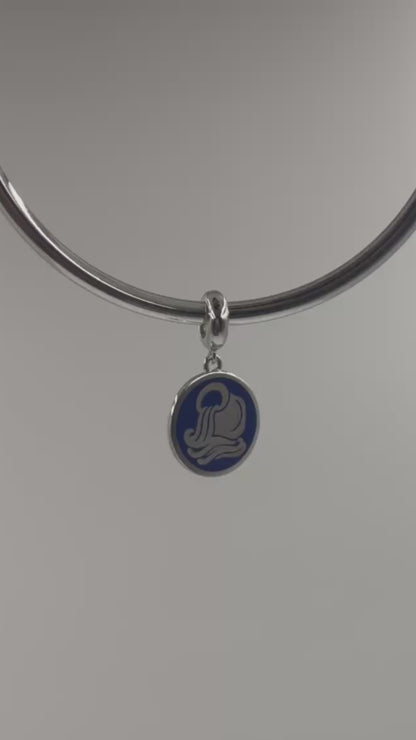 Aquarius Zodiac Charm in Sterling Silver – Double-Sided Enamel Pendant