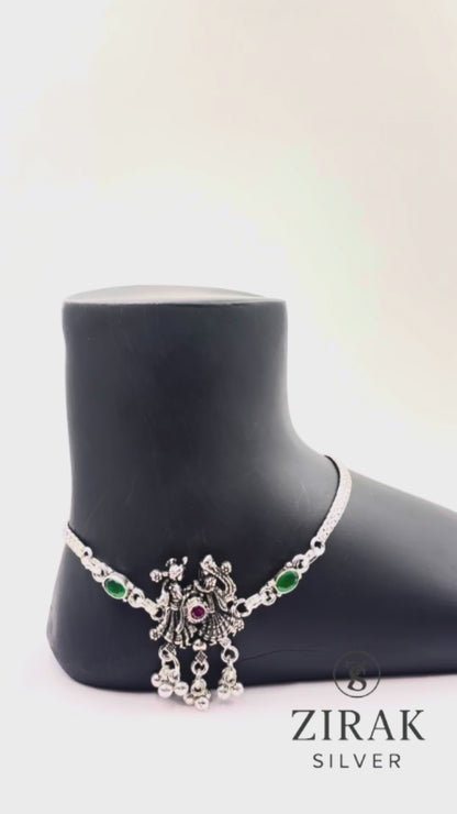 Oxidized Silver Dancing Couple Anklet