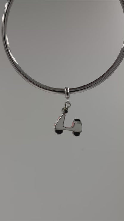 Vintage Enamel Scooter Charm 925 Sterling Silver Pendant