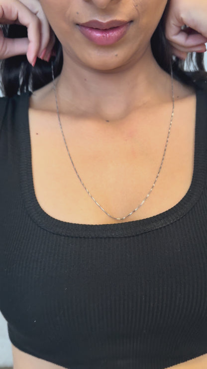 925 Silver Twisted Box Chain Necklace | Minimal Sterling Silver Chain for Pendants
