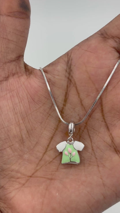 Purple Floral Shirt Charm in 925 Silver