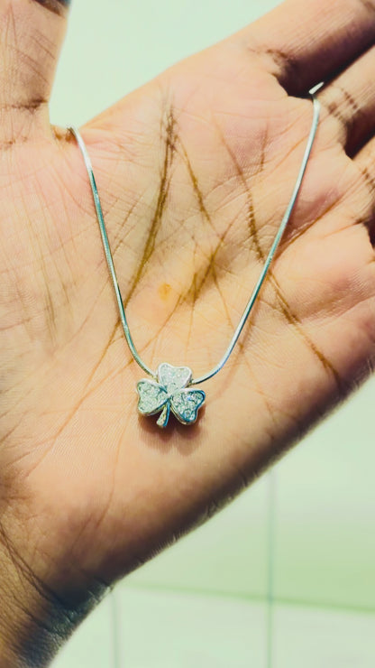 Green Clover Stud Charm in 925 Silver