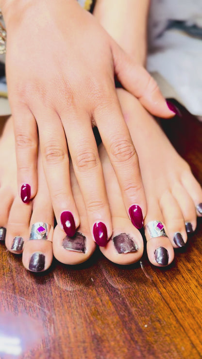 Kavya Red Stone Wide Toe Rings