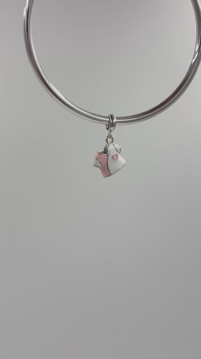 Pink & White Baby T-Shirt Charm in 925 Silver
