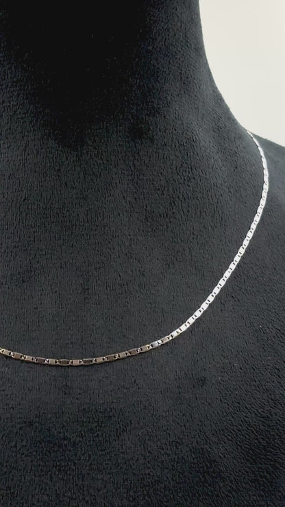 Sterling Silver Flat Link Chain | 925 Silver Long Box Chain Necklace for Men & Women