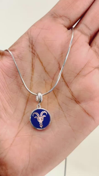 Capricorn Zodiac Sign Charm in 925 Silver – Enamel Pendant