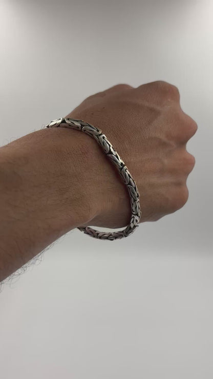 Zameer Bracelet – Oxidised 925 Silver Byzantine Bali Link Bracelet
