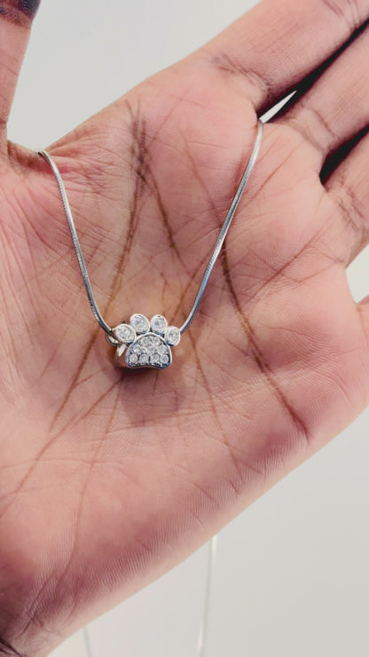 Yellow Paw Print Charm in 925 Silver