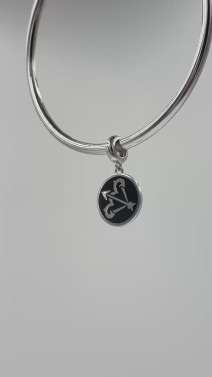 Sagittarius Zodiac Charm in Sterling Silver – Dual-Sided Enamel Pendant