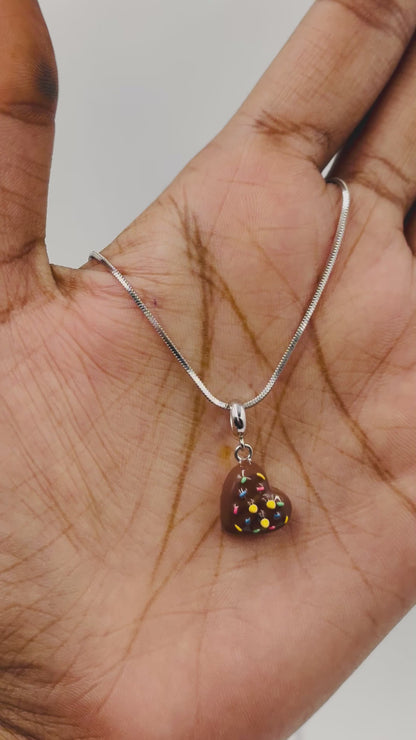 Heart Chocolate Sprinkle Charm in 925 Silver