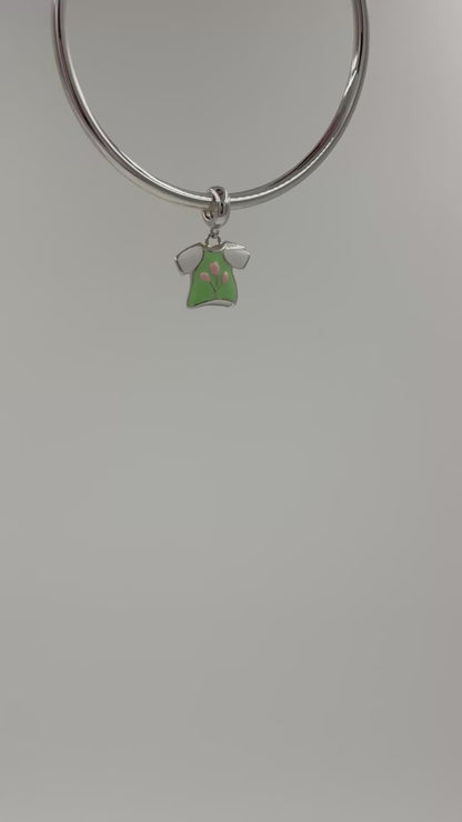 Purple Floral Shirt Charm in 925 Silver