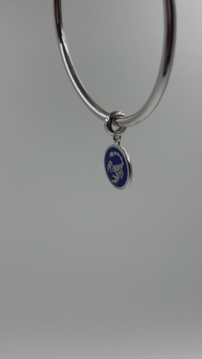 Scorpio Zodiac Charm in Sterling Silver – Dual-Sided Blue Enamel Pendant