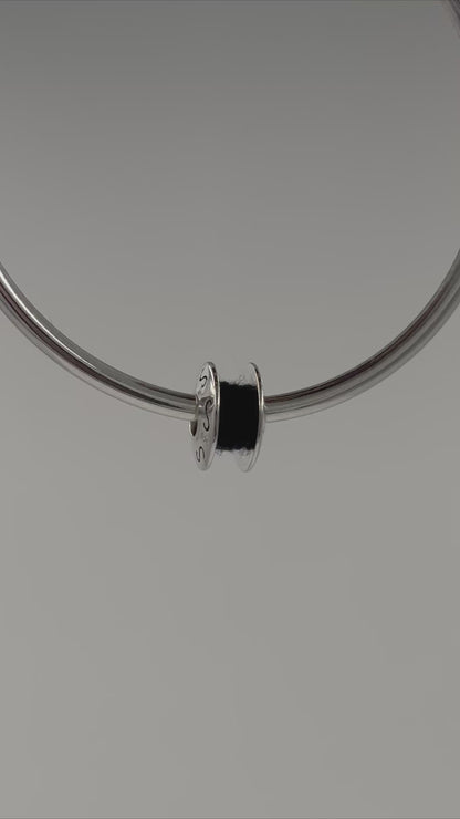 925 Silver Thread Charm with S Motif – Minimalist Barrel Bead for Bracelets or Necklaces