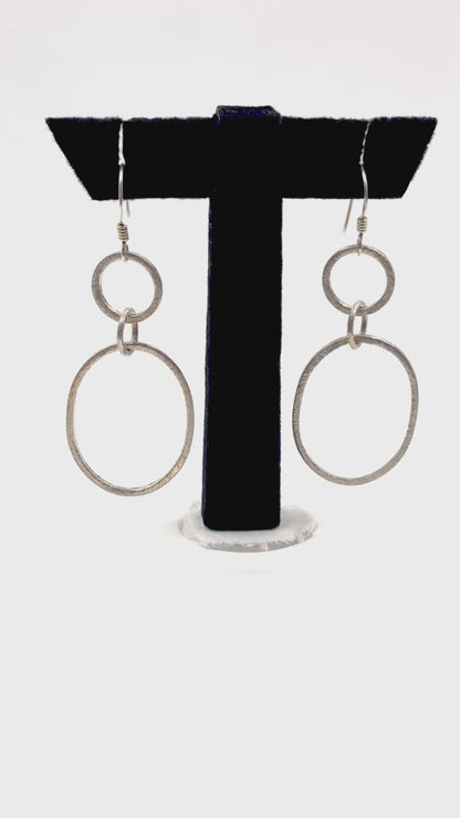 Svara Earrings – Textured 925 Silver Dual Hoop Dangle Earrings