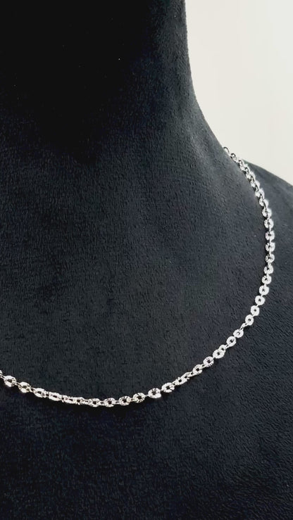 Sterling Silver Flower Cut Chain | 925 Silver Sunburst Link Necklace for Women & Men