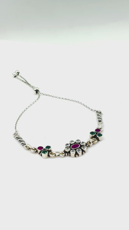 Tara Floral Halo Slider Bracelet