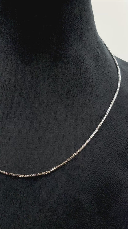 Sterling Silver Box Chain | 925 Silver Square Link Chain Necklace for Men & Women