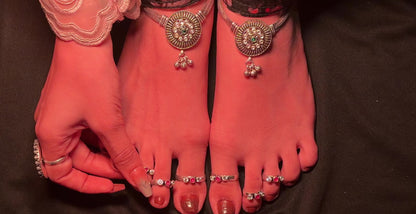 Oxidized Silver Kundan Medallion Anklet