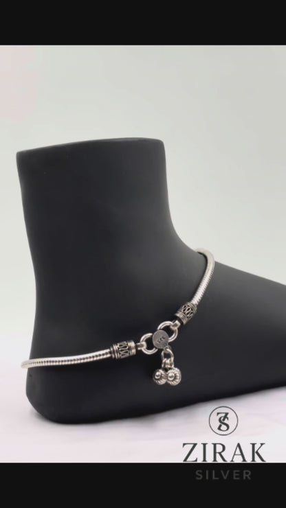 Solid Snake Chain Anklet with Ghungroo