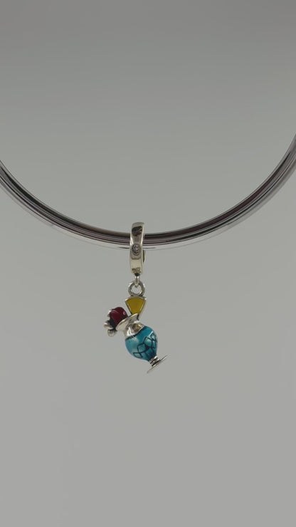 925 Sterling Silver Enamel Tropical Cocktail Charm for Bracelets