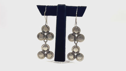 Vanya Earrings – Oxidised 925 Silver Geometric Floral Dangle Earrings