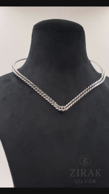 Veera Double-Row Braided Silver Hasli