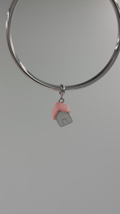 Miniature Enamel Cottage House Charm in 925 Silver