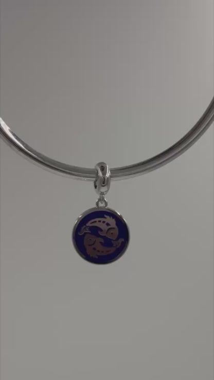 Pisces Zodiac Charm in Sterling Silver – Double-Sided Enamel Pendant